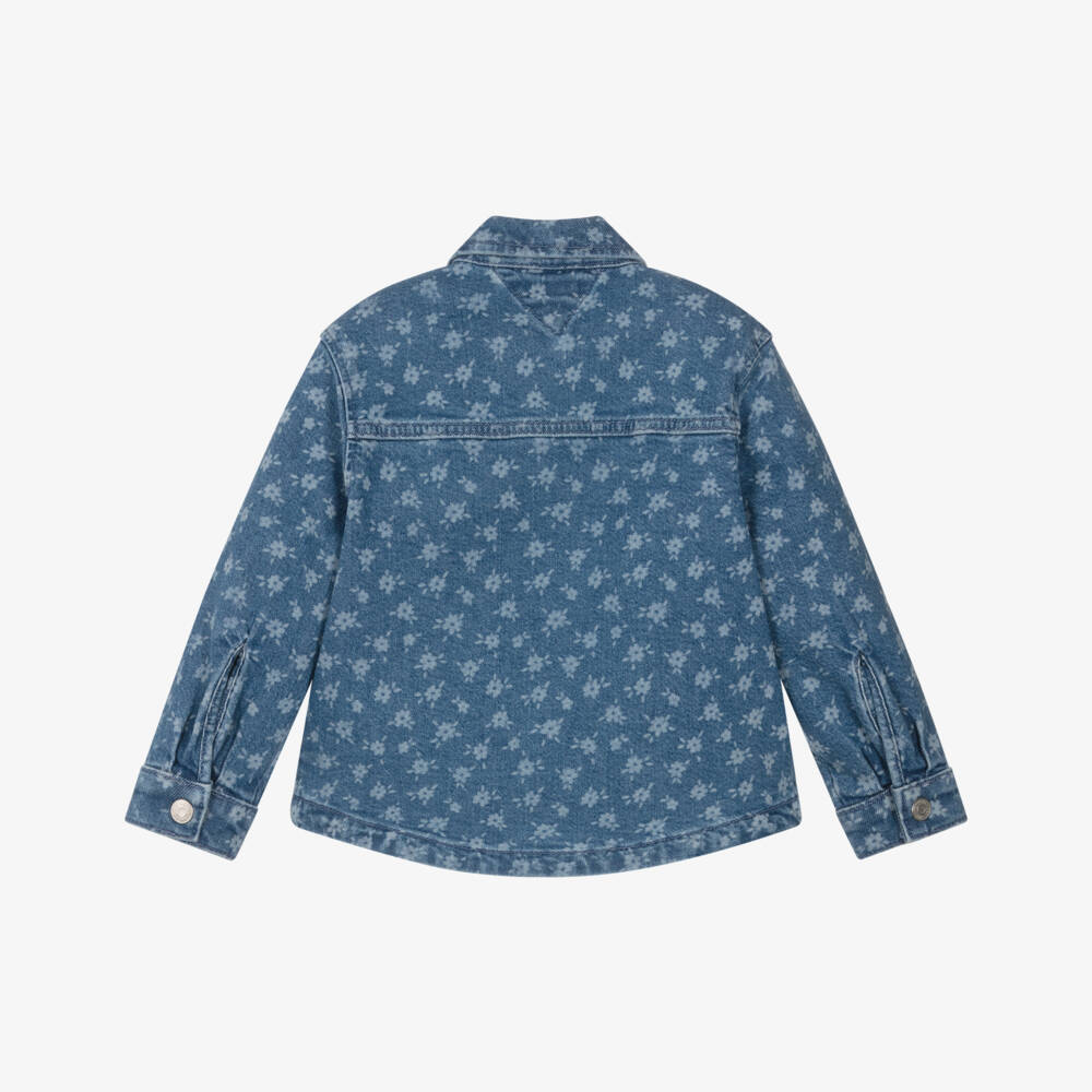 Tommy Hilfiger-Джинсовая рубашка с цветочным принтом синяя для девочек | Childrensalon Outlet