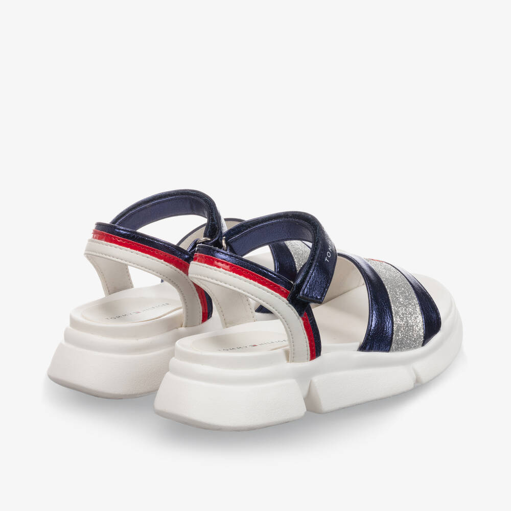 Tommy Hilfiger-Girls Blue Glitter Sandals | Childrensalon Outlet