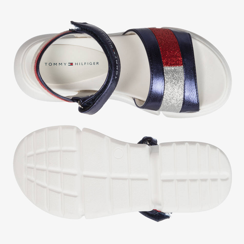 Tommy Hilfiger-Girls Blue Glitter Sandals | Childrensalon Outlet