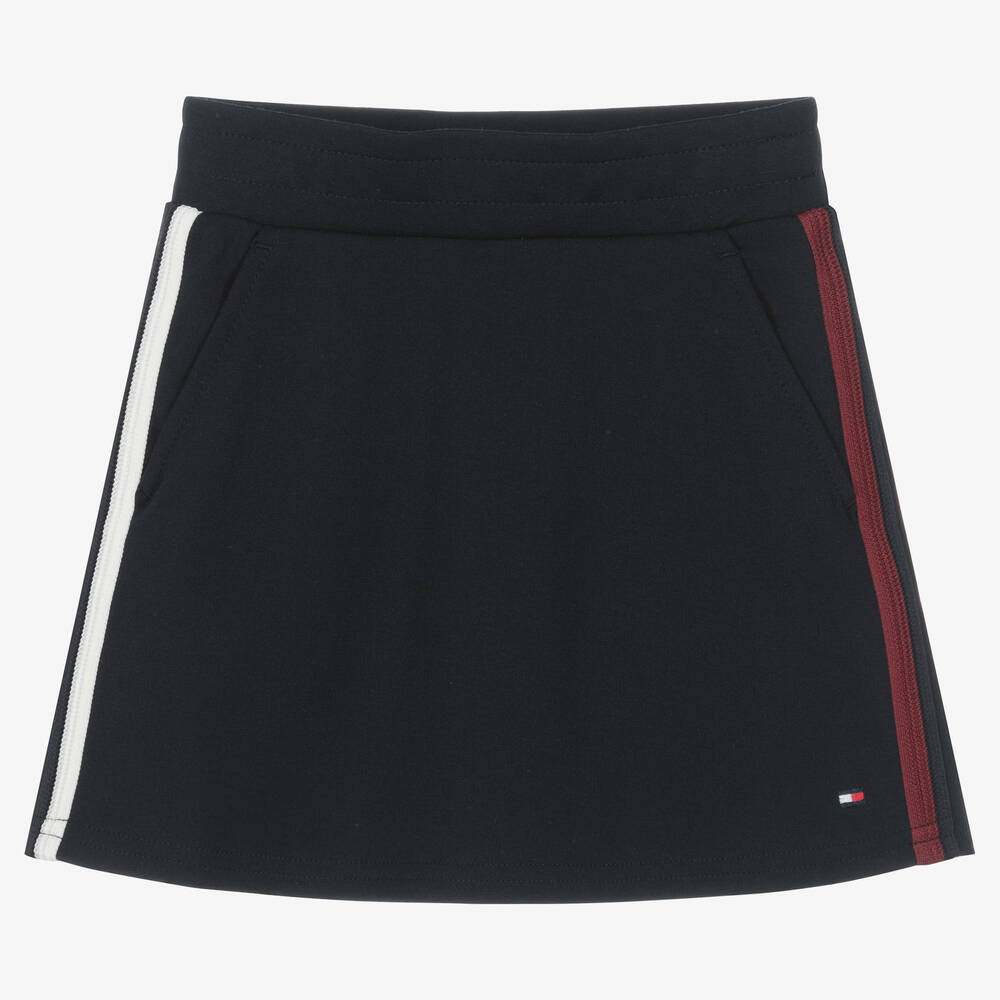 Tommy Hilfiger - Girls Blue Global Stripe Jersey Skirt | Childrensalon