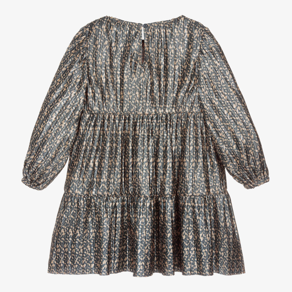 Tommy Hilfiger-Girls Blue & Gold Monogram Logo Dress | Childrensalon Outlet