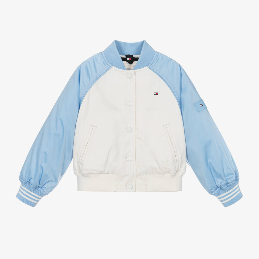 Tommy Hilfiger-Girls Blue & Ivory Varsity Jacket | Childrensalon Outlet