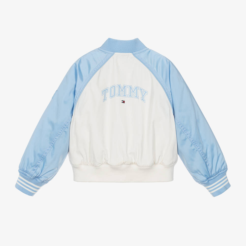 Tommy Hilfiger-جاكيت بومبر فارسيتي لون أزرق وعاجي للبنات | Childrensalon Outlet