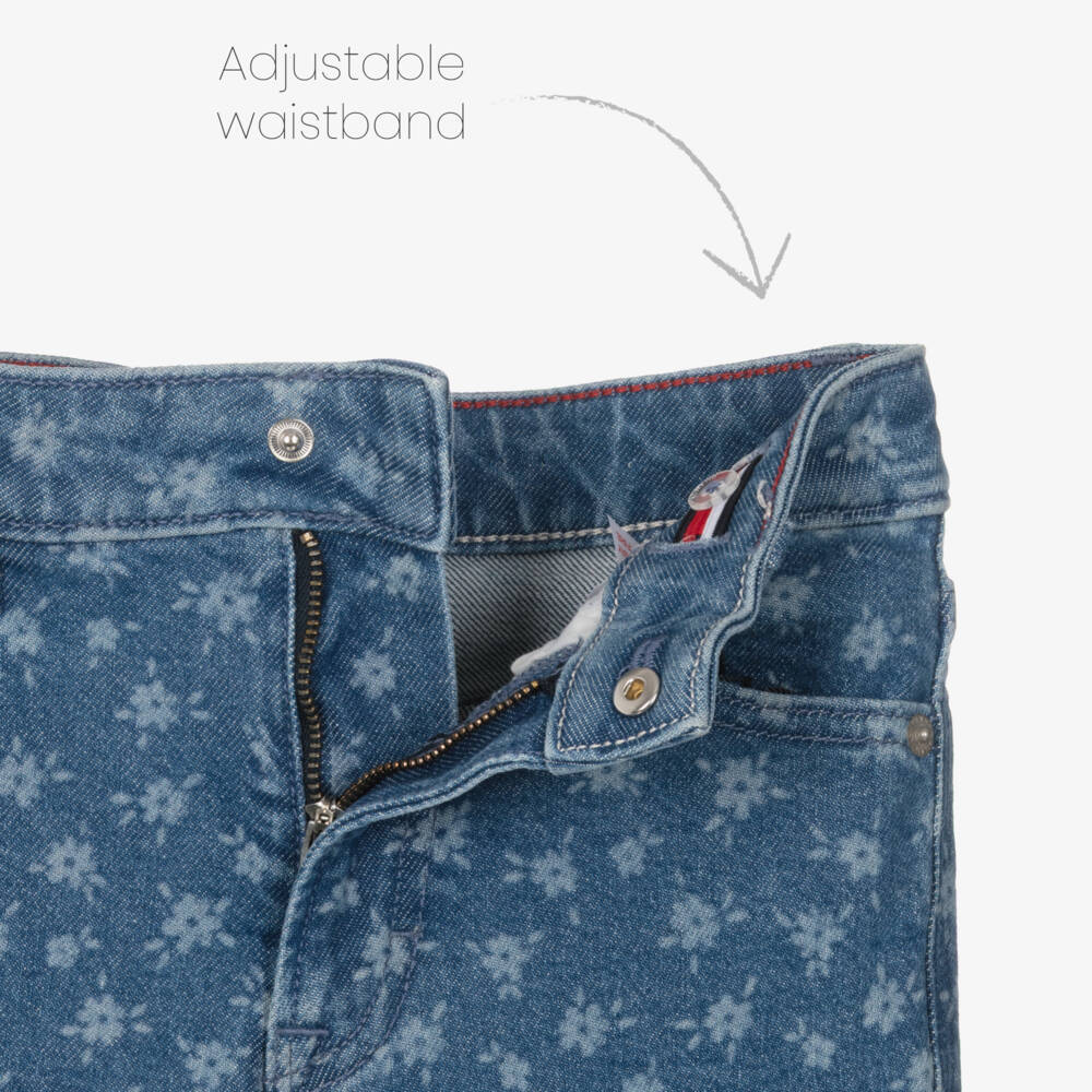 Tommy Hilfiger-Girls Blue Mabel Wide Leg Floral Denim Jeans | Childrensalon Outlet