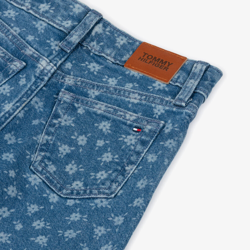 Tommy Hilfiger-Girls Blue Mabel Wide Leg Floral Denim Jeans | Childrensalon Outlet
