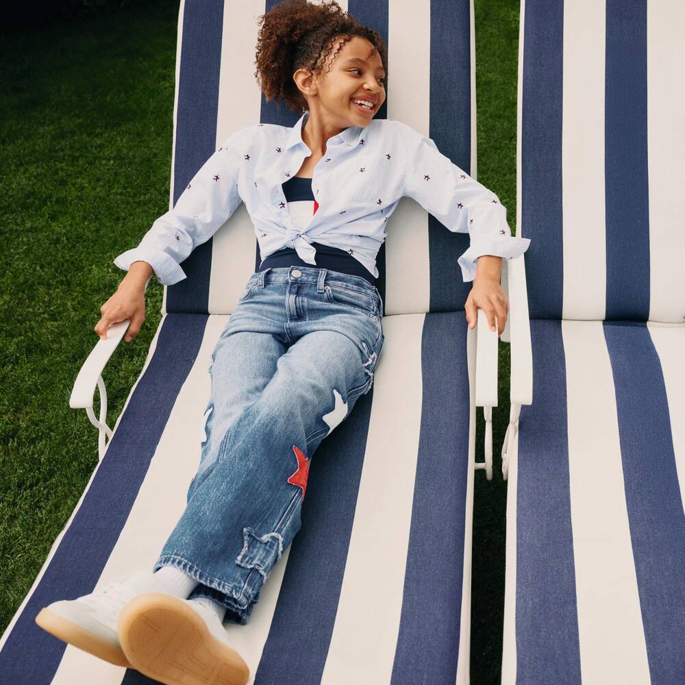 Tommy Hilfiger-Girls Blue Mabel Wide-Leg Jeans | Childrensalon Outlet