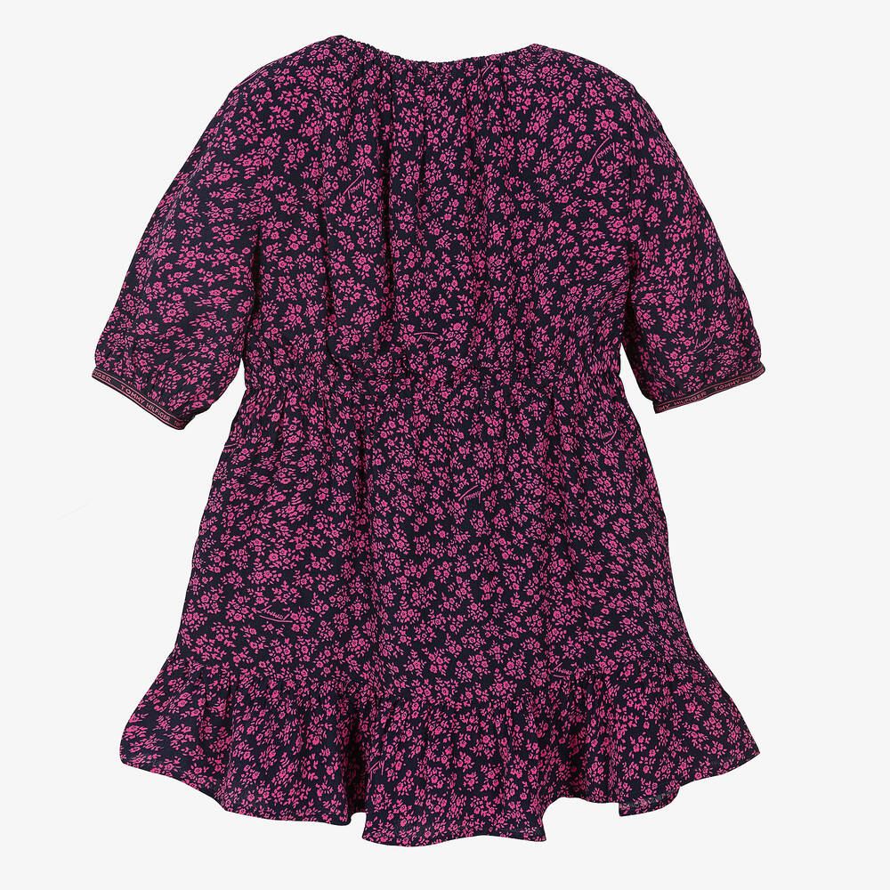 Tommy Hilfiger-Girls Blue & Pink Floral Crêpe Dress | Childrensalon Outlet