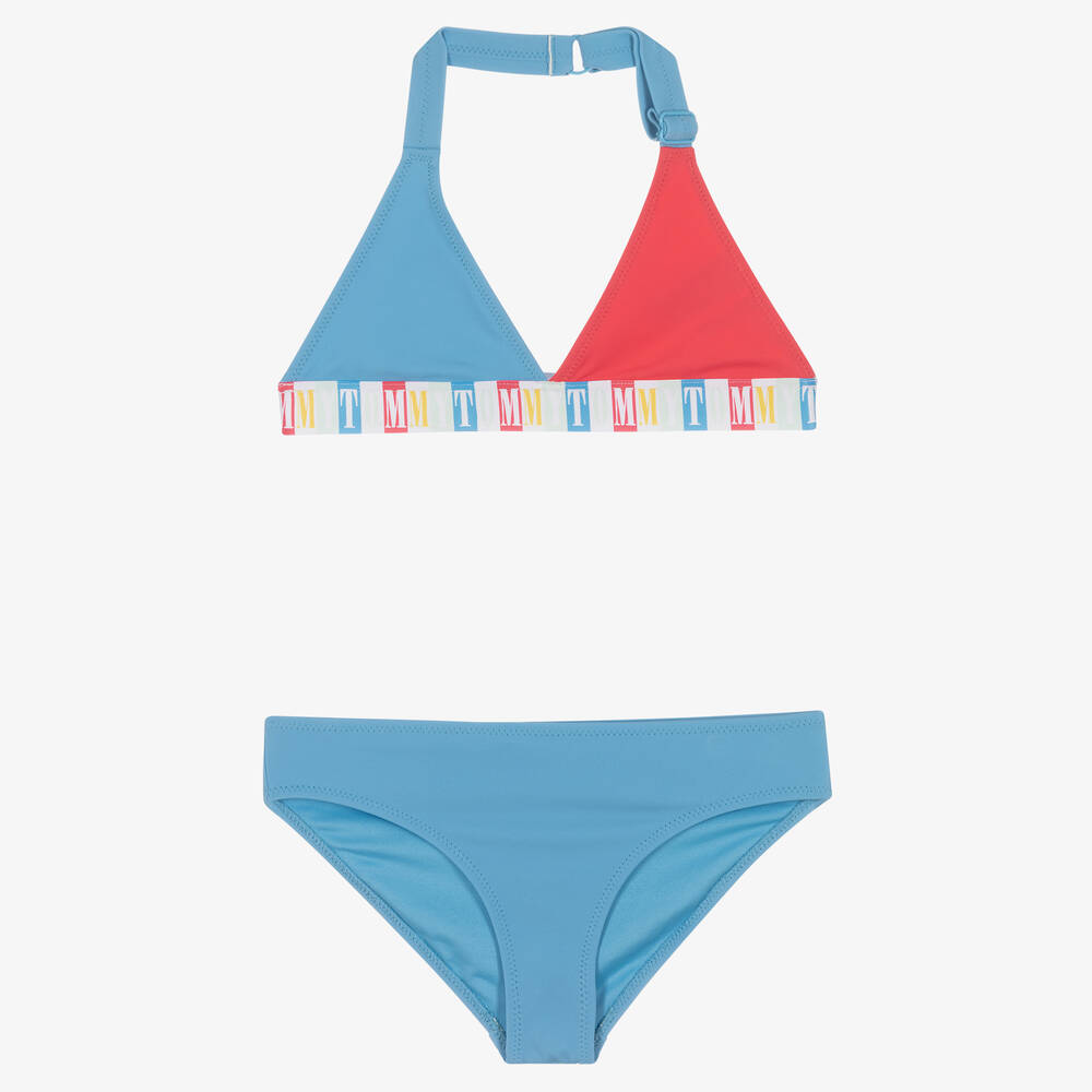 Tommy Hilfiger - Girls Blue & Pink Logo Bikini | Childrensalon