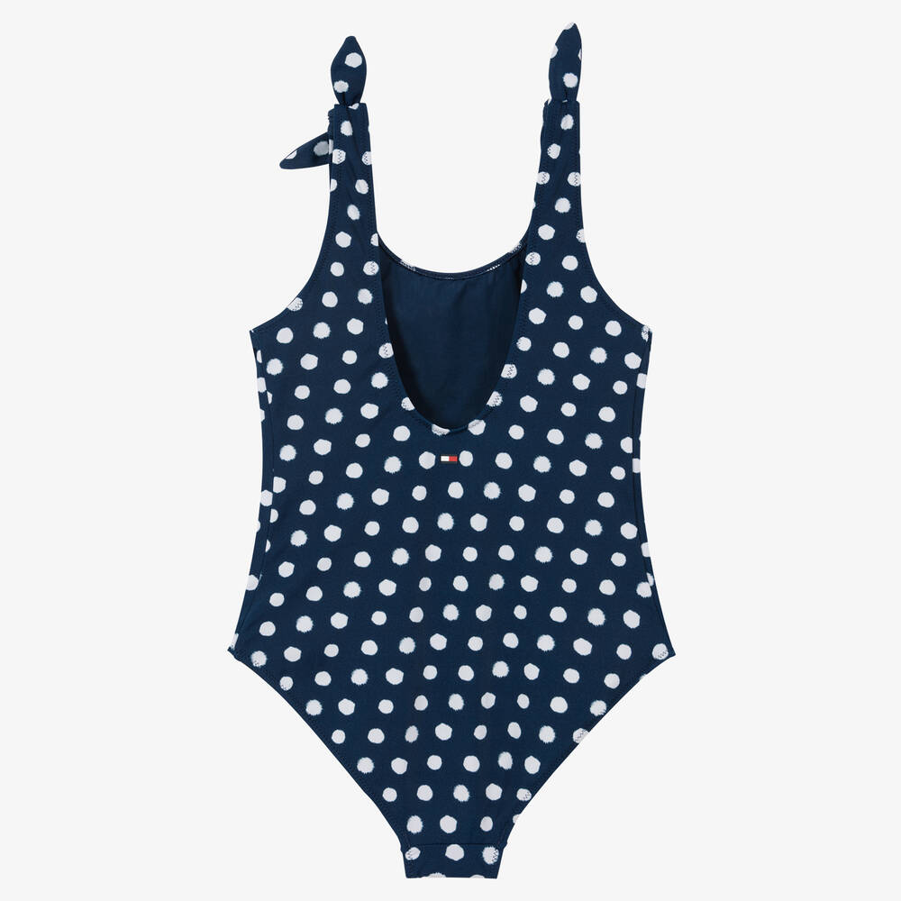 Tommy Hilfiger Girls Blue Polka Dot Swimsuit Childrensalon Outlet
