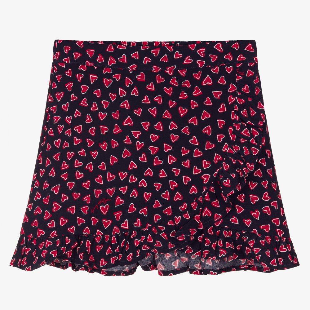 Tommy Hilfiger - Girls Blue & Red Heart Skirt | Childrensalon