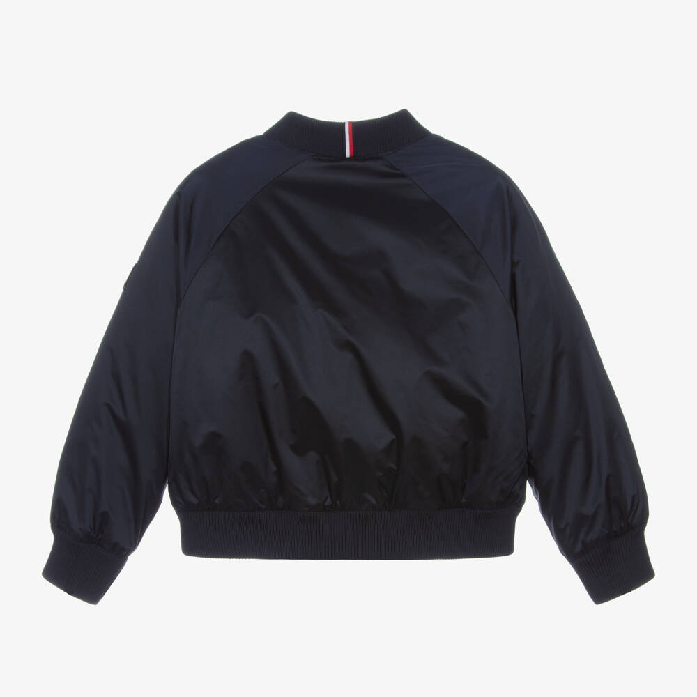 Tommy Hilfiger-Girls Blue Satin Bomber Jacket | Childrensalon Outlet