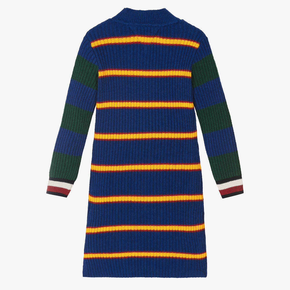 Tommy Hilfiger-Girls Blue Striped Cotton Knit Dress | Childrensalon Outlet