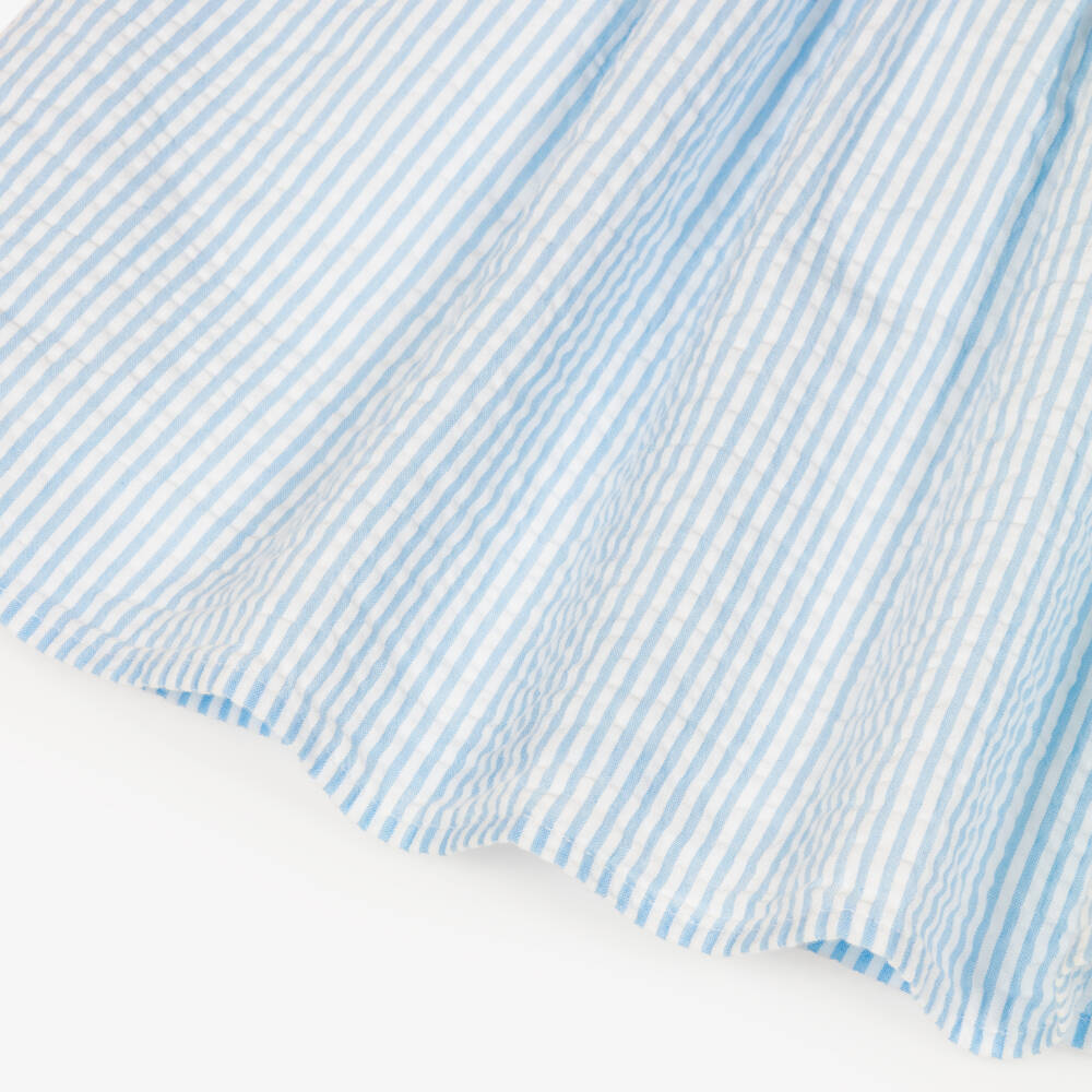 Tommy Hilfiger-Girls Blue Striped Cotton Seersucker Dress | Childrensalon Outlet