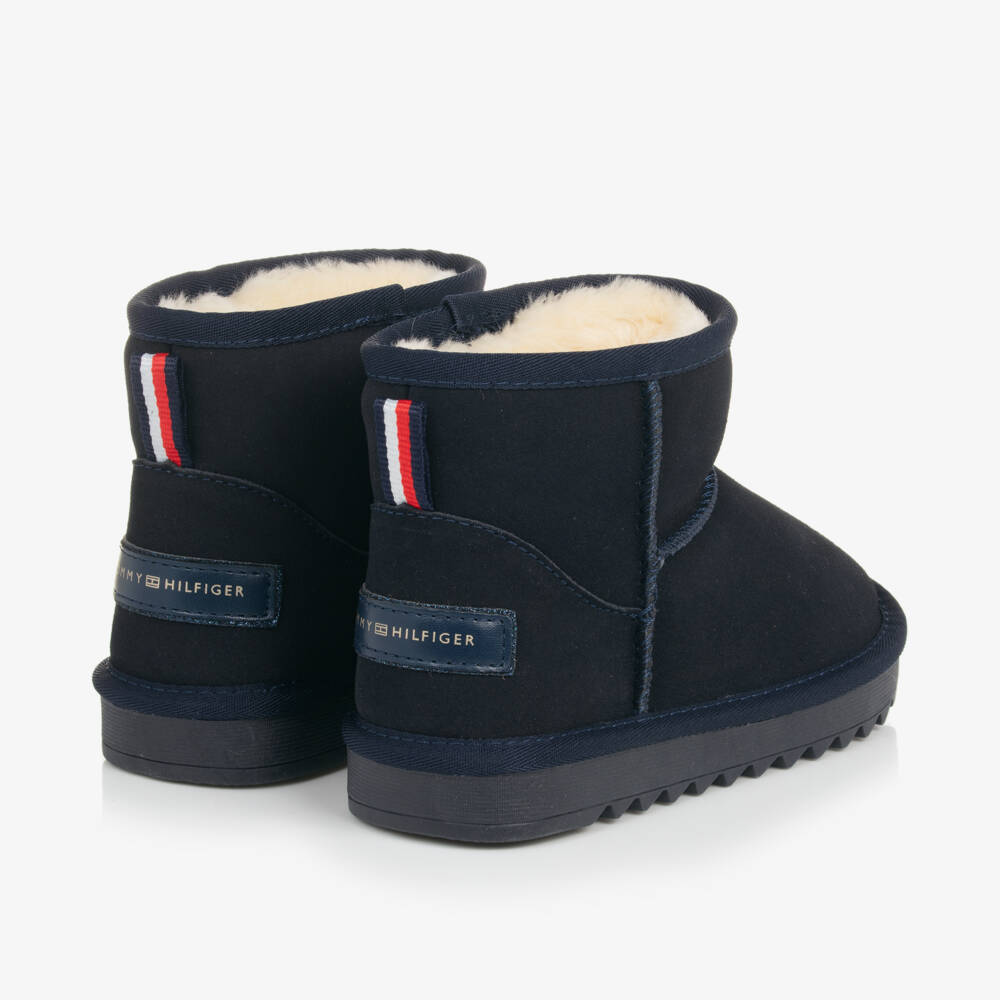 Tommy Hilfiger-Girls Blue Suede Cozy Ankle Boots | Childrensalon Outlet