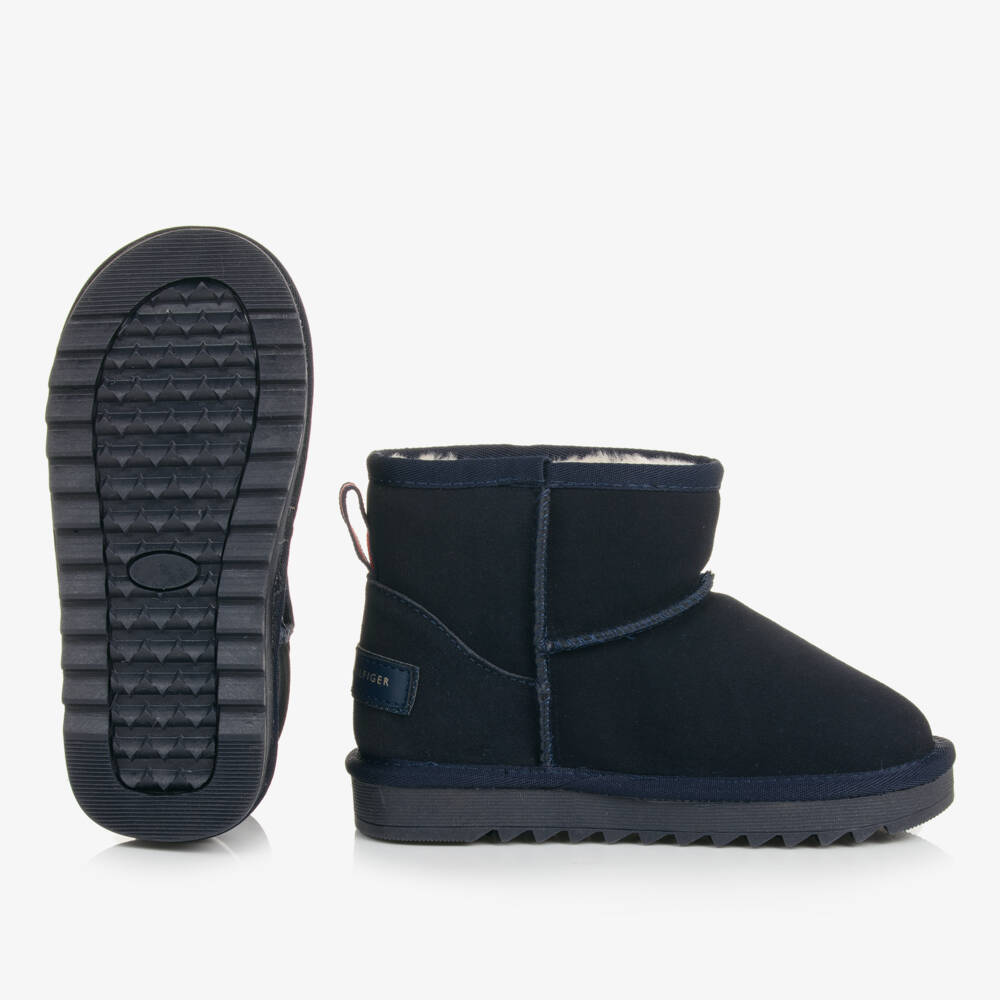 Tommy Hilfiger-Girls Blue Suede Cozy Ankle Boots | Childrensalon Outlet