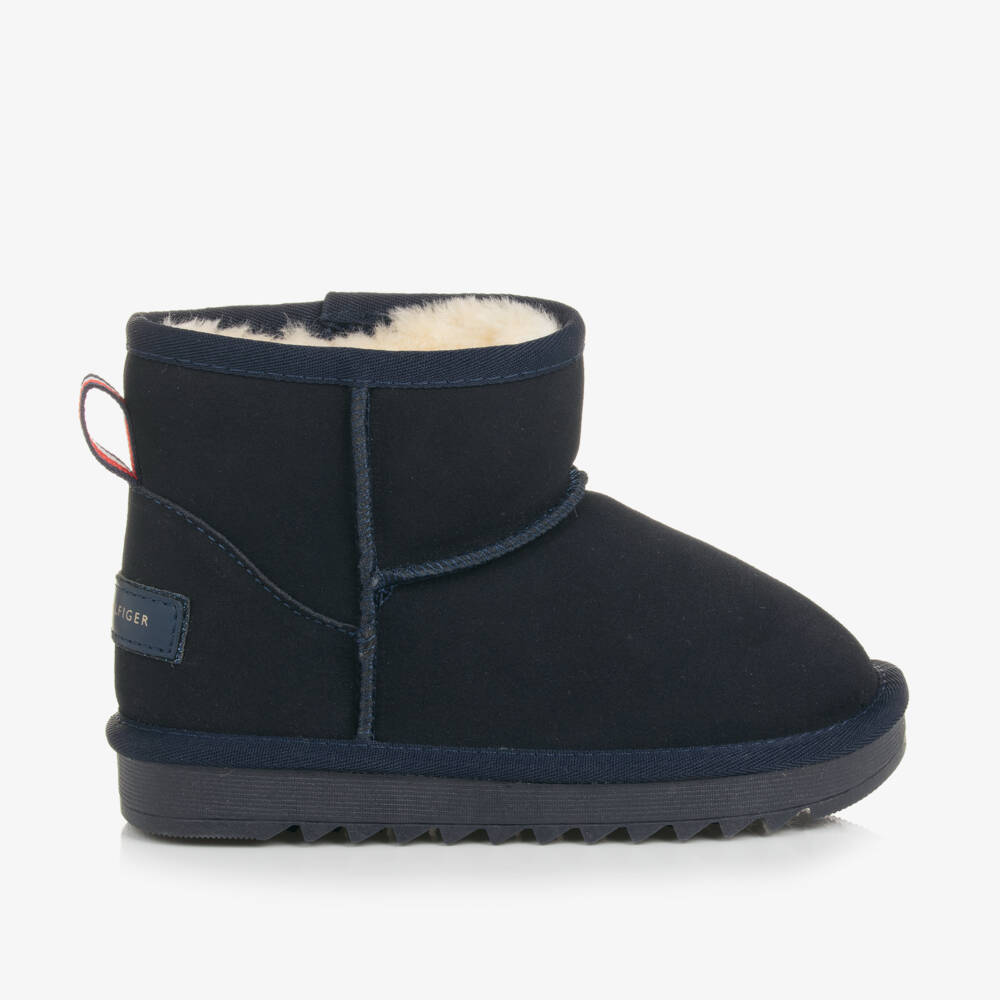 Tommy Hilfiger-Girls Blue Suede Cozy Ankle Boots | Childrensalon Outlet