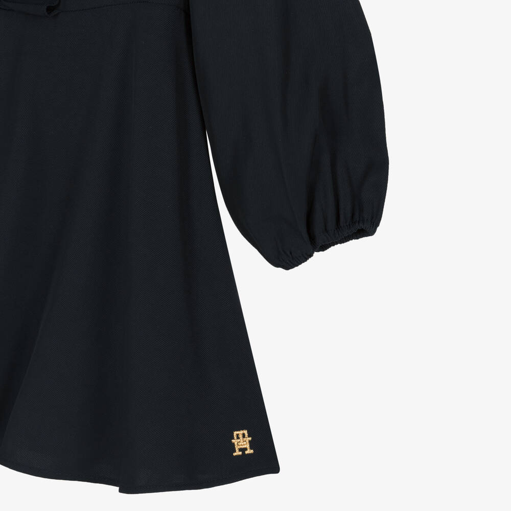 Tommy Hilfiger-Girls Blue Viscose Ruffle Dress | Childrensalon Outlet