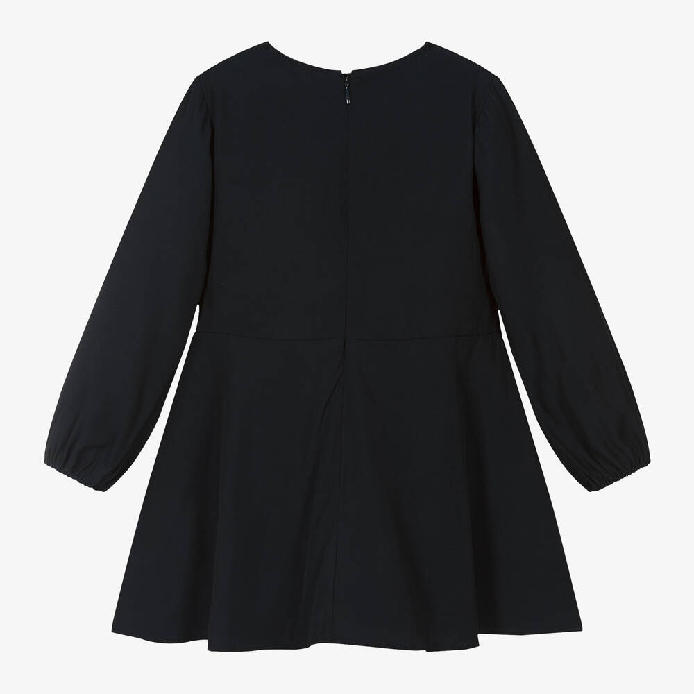 Tommy Hilfiger-Girls Blue Viscose Ruffle Dress | Childrensalon Outlet