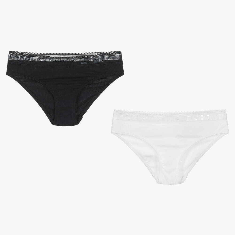 Tommy Hilfiger - Girls Blue & White Knickers (2 Pack) | Childrensalon