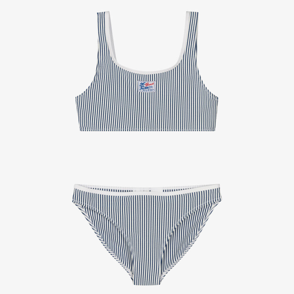 Tommy Hilfiger - Gestreifter Bikini in Blau und Weiß | Childrensalon