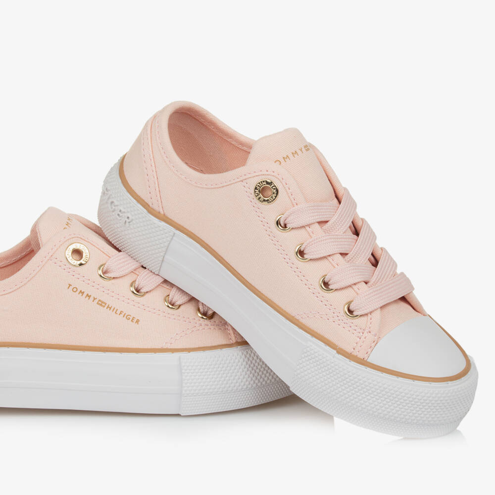 Tommy Hilfiger-Girls Blush Canvas Sneakers | Childrensalon Outlet