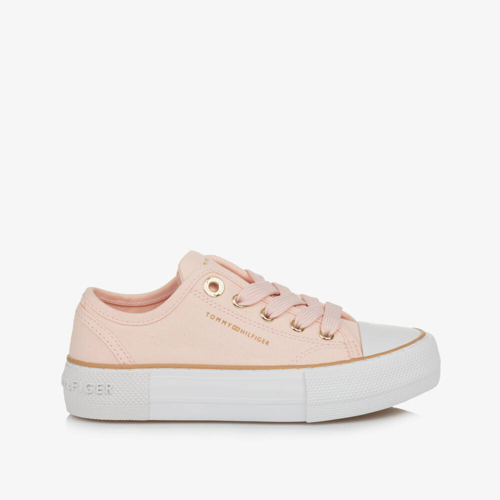 Tommy Hilfiger-Girls Blush Canvas Sneakers | Childrensalon Outlet