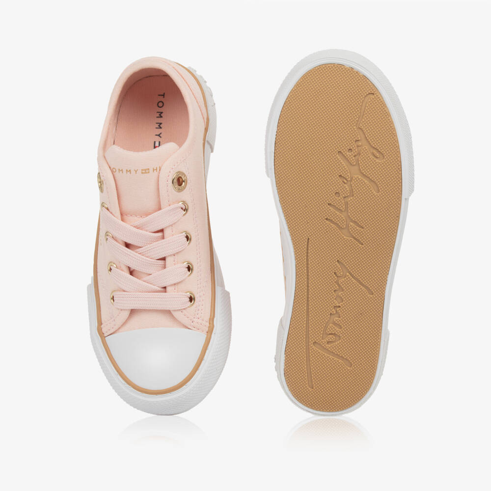 Tommy Hilfiger-Girls Blush Canvas Sneakers | Childrensalon Outlet