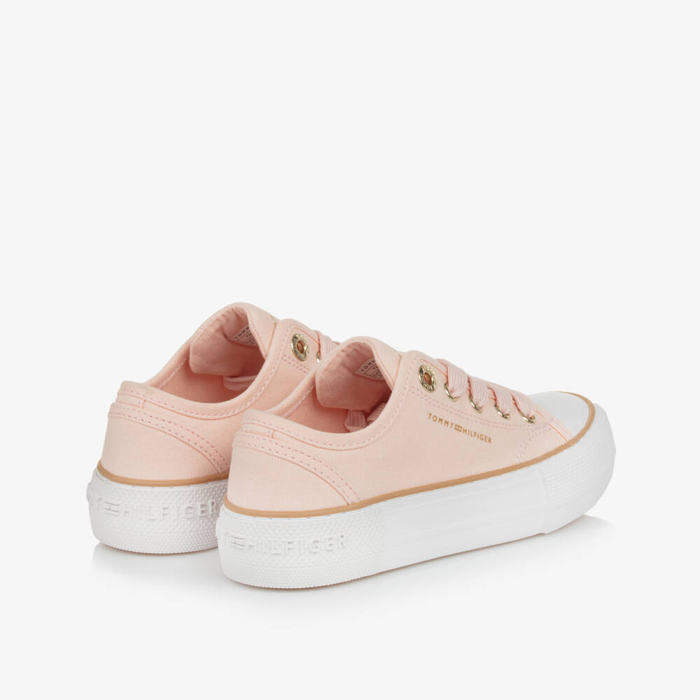 Tommy Hilfiger-Girls Blush Canvas Sneakers | Childrensalon Outlet