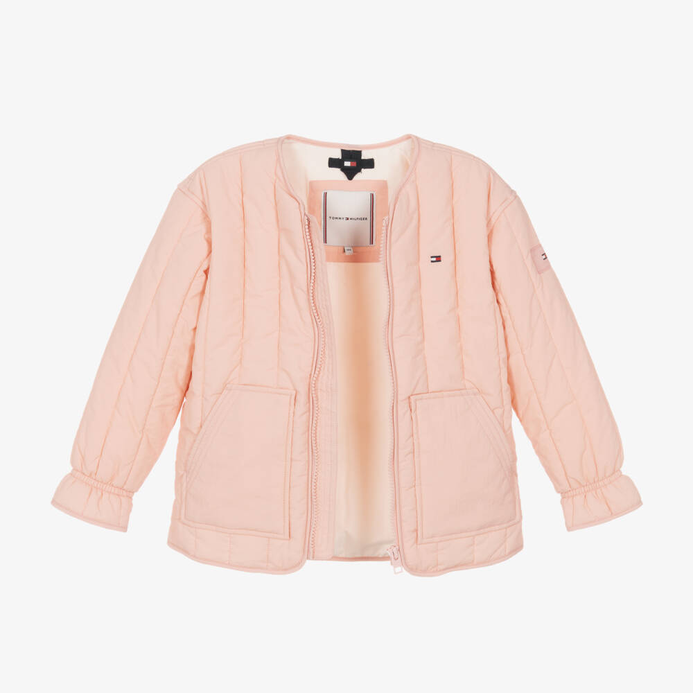 Tommy Hilfiger-Girls Blush Quilted Coat | Childrensalon Outlet