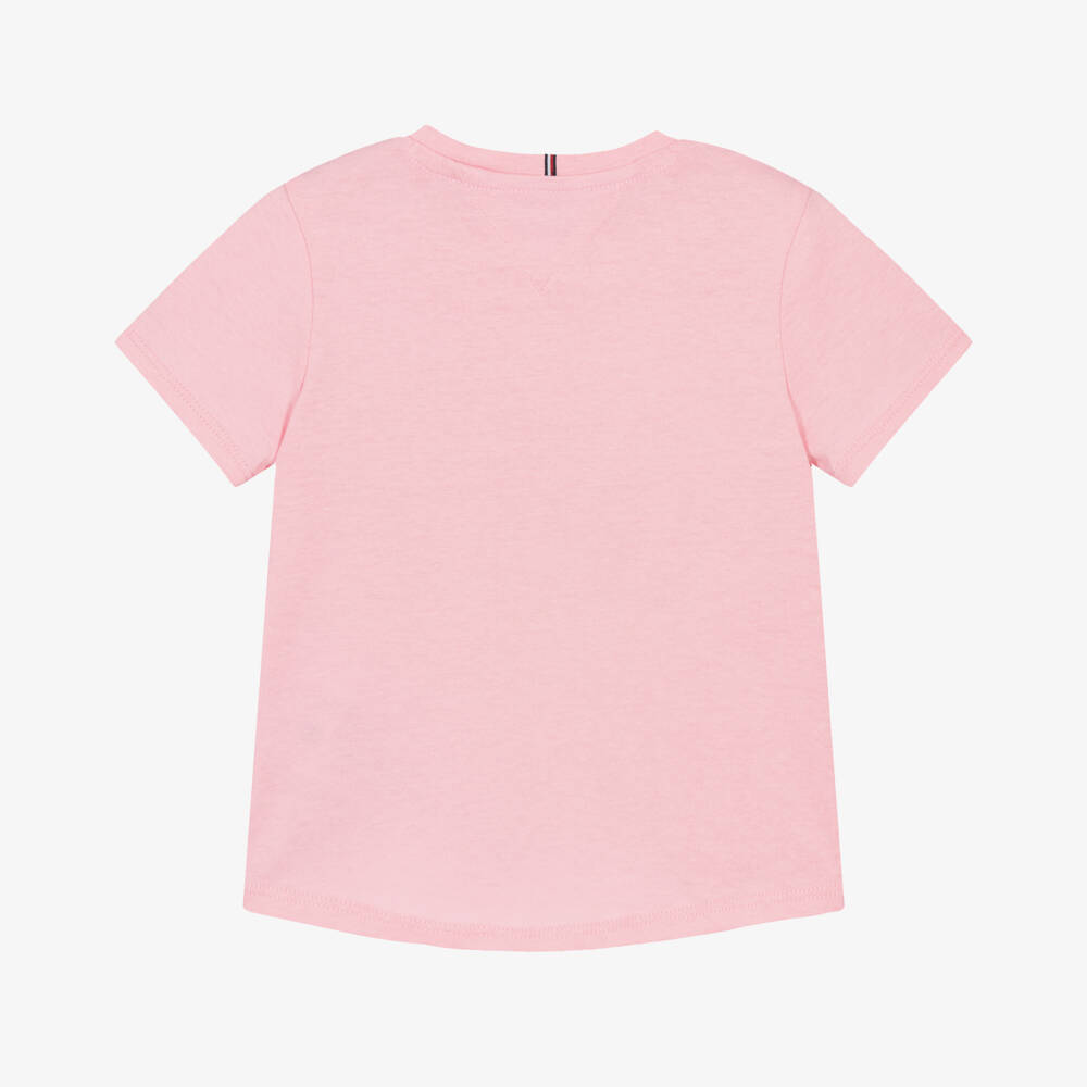 Tommy Hilfiger-Girls Blush Script Logo Tee | Childrensalon Outlet