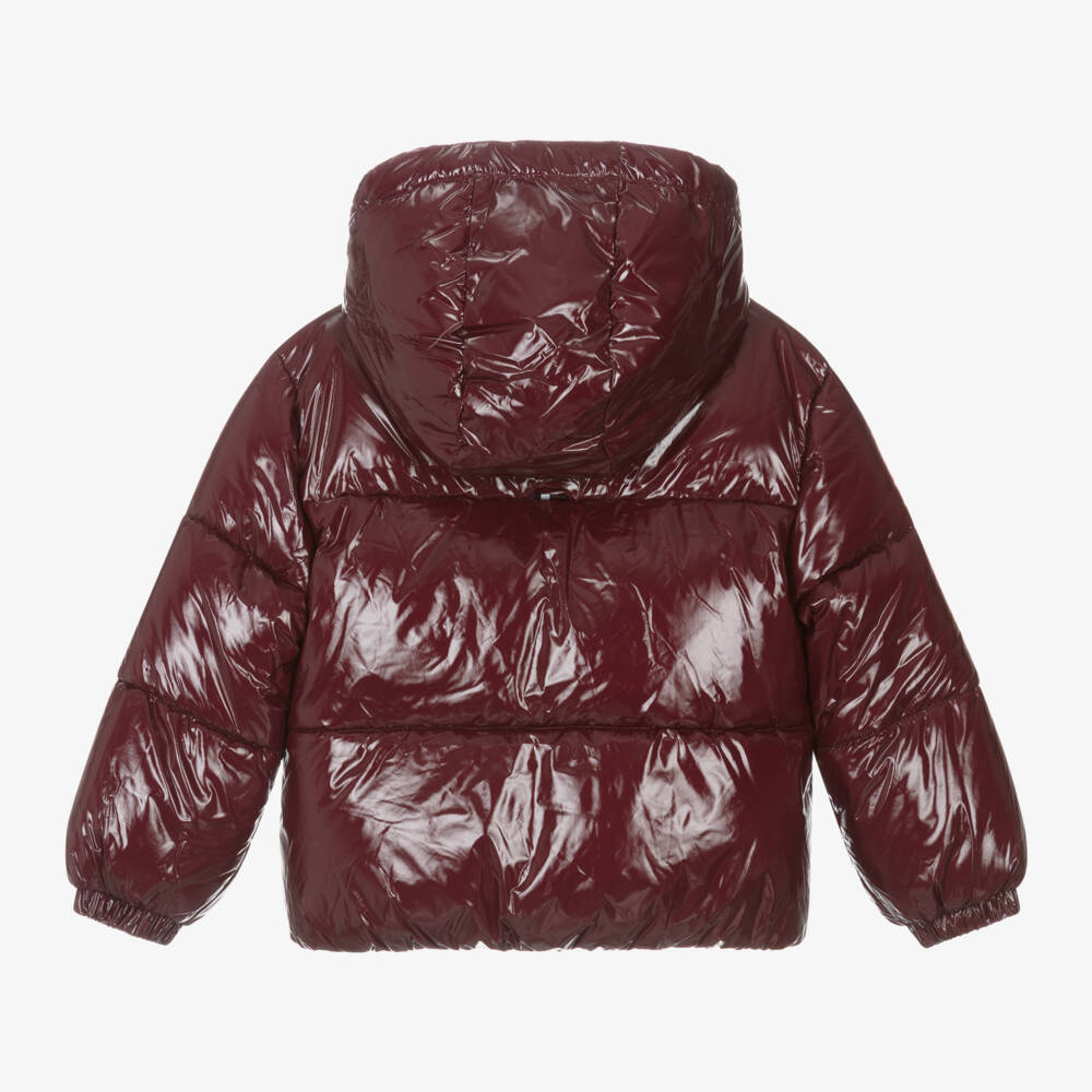 Tommy Hilfiger-Girls Burgundy Glossy Hooded Jacket | Childrensalon Outlet