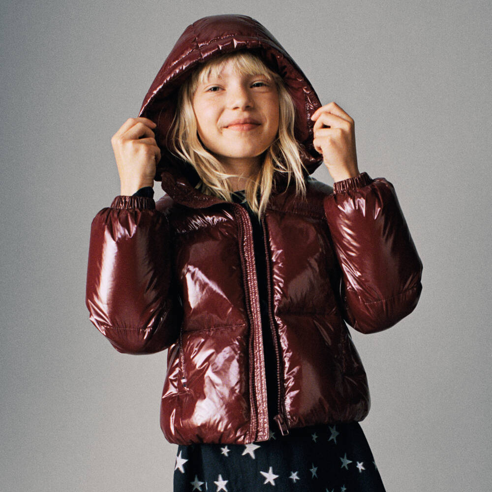 Tommy Hilfiger-Girls Burgundy Glossy Hooded Jacket | Childrensalon Outlet