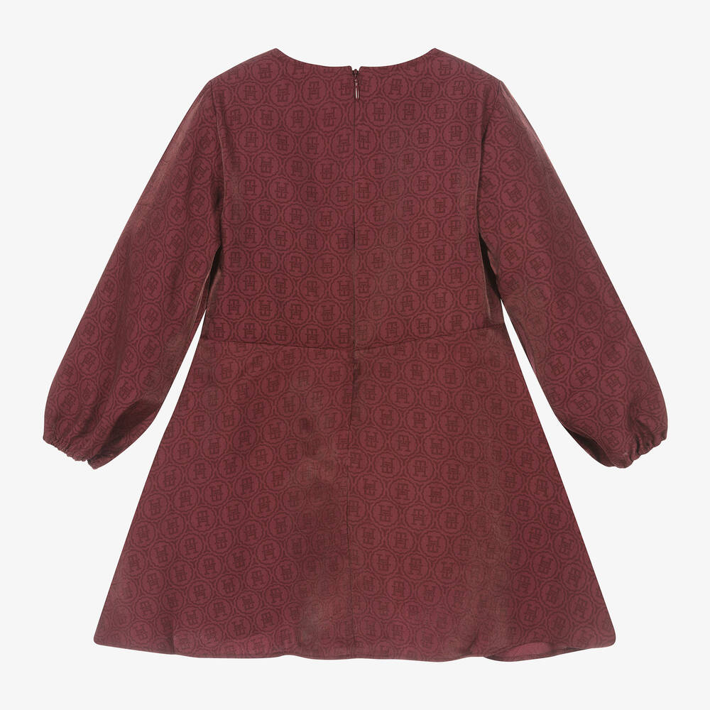 Tommy Hilfiger-Girls Burgundy Red Satin Ruffle Dress | Childrensalon Outlet