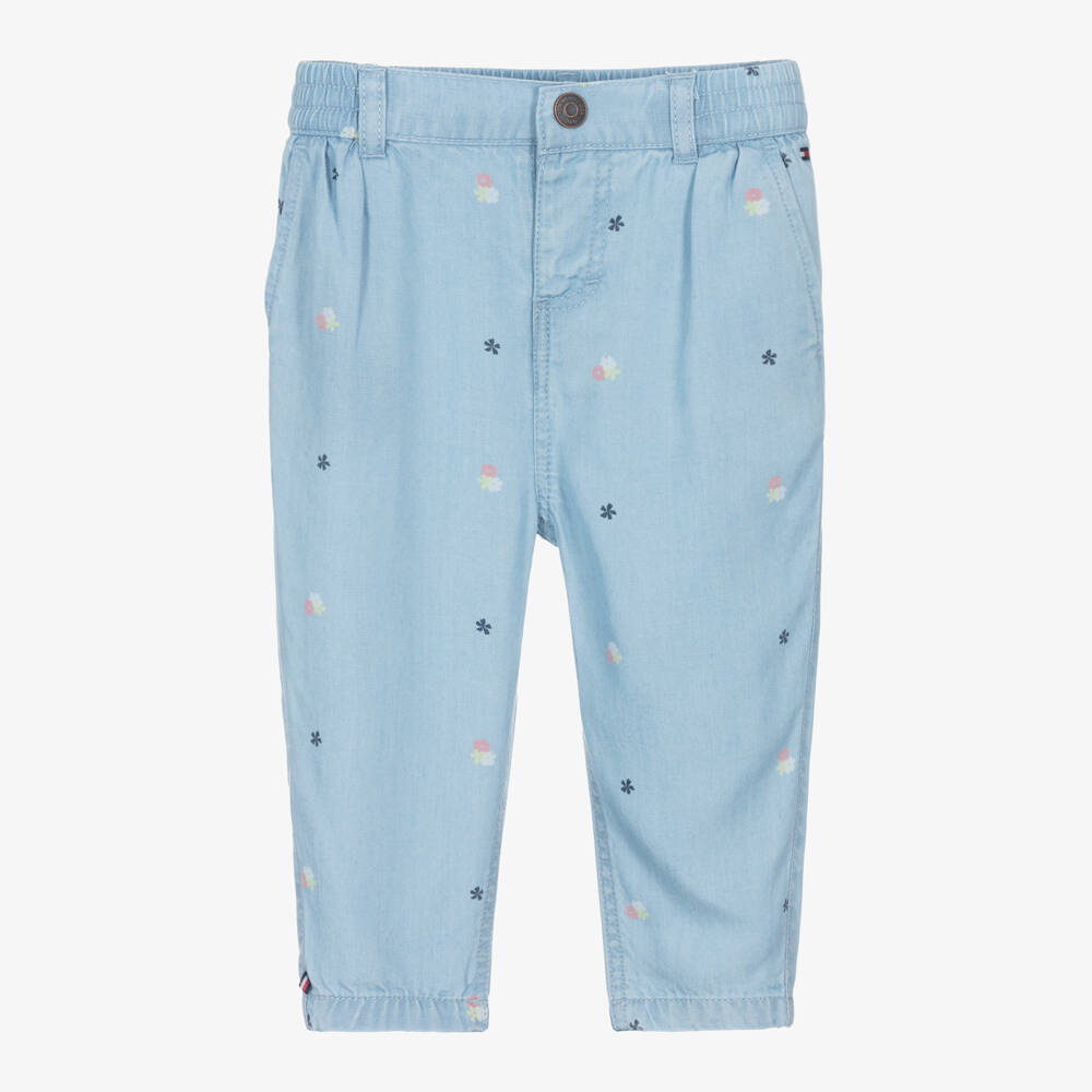 Tommy Hilfiger-Girls Chambray Floral Trousers | Childrensalon Outlet