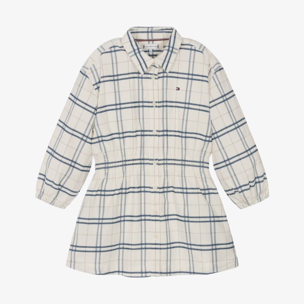 Tommy Hilfiger-Girls Checkered Ivory Cord Dress | Childrensalon Outlet