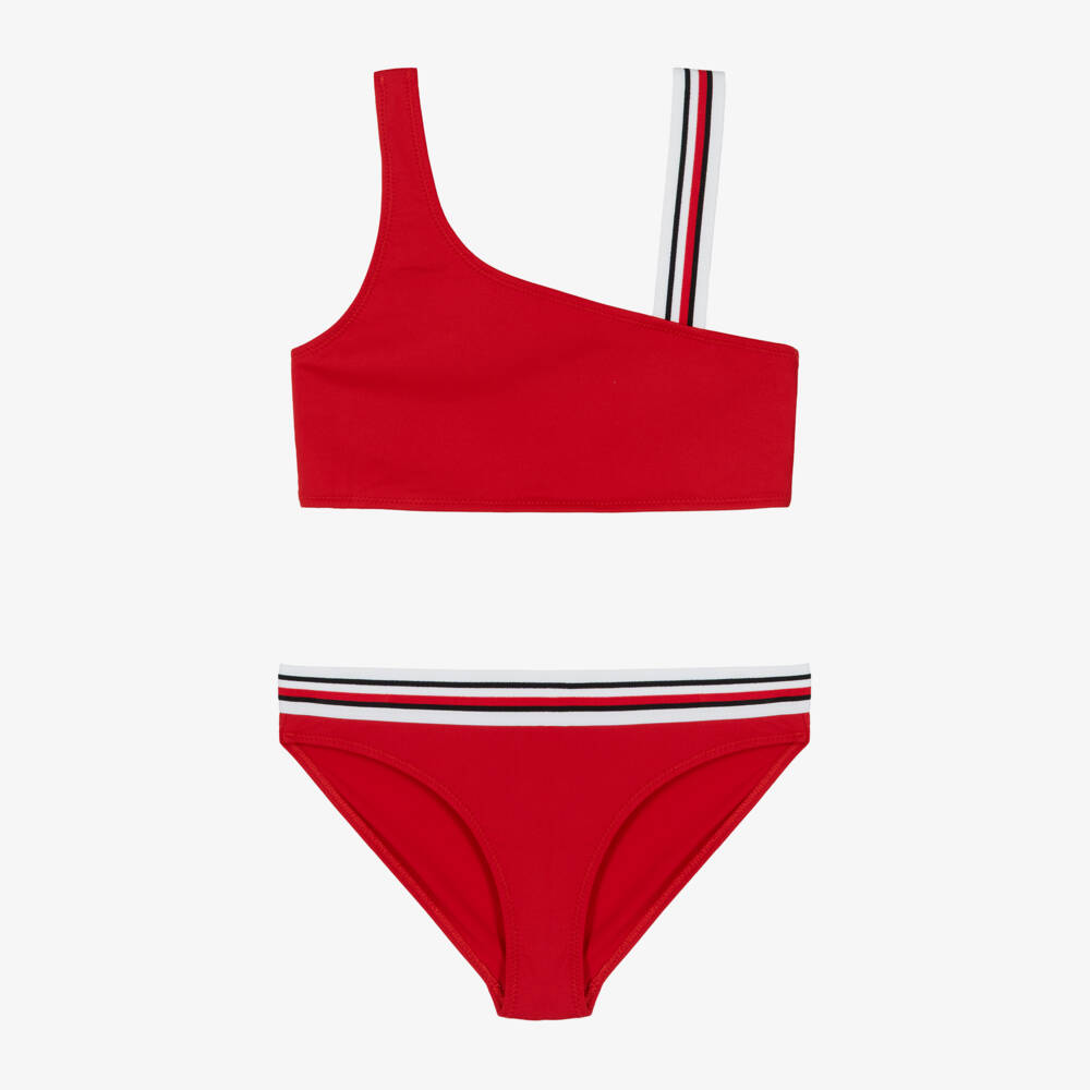 Tommy Hilfiger-مايوه أنيق أحمر بكتف واحد للبنات | Childrensalon Outlet