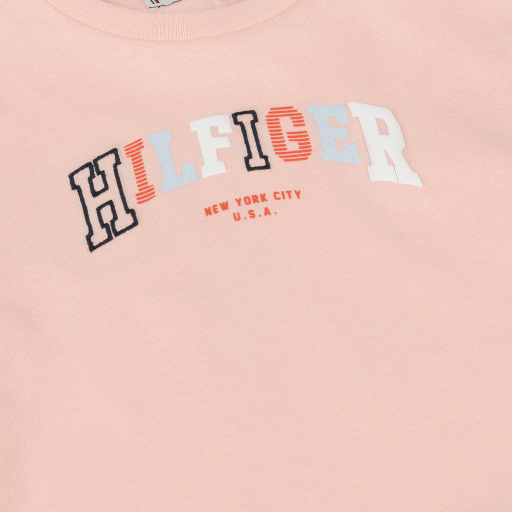 Tommy Hilfiger-Girls Coral Cotton Tee with Vibrant Logo | Childrensalon Outlet