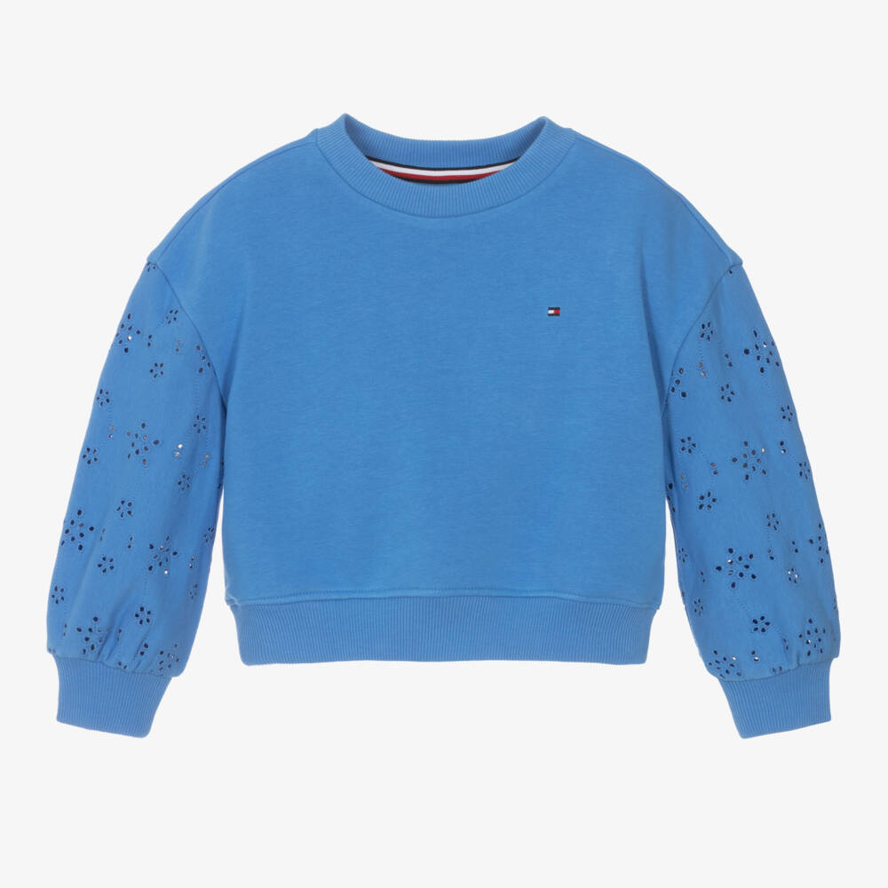 Tommy Hilfiger-Свитшот с цветочным узором василькового цвета для девочек | Childrensalon Outlet