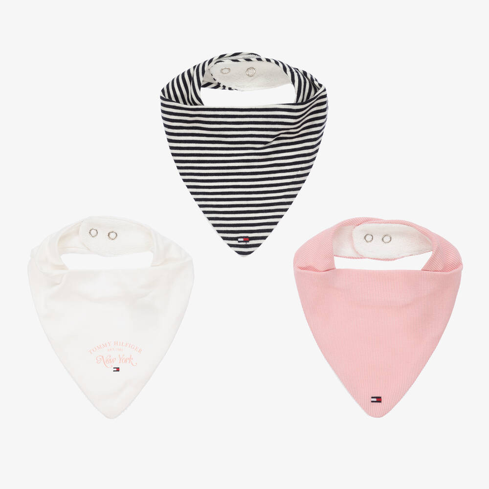 Tommy Hilfiger - Girls Cotton Bibs (3 Pack) | Childrensalon