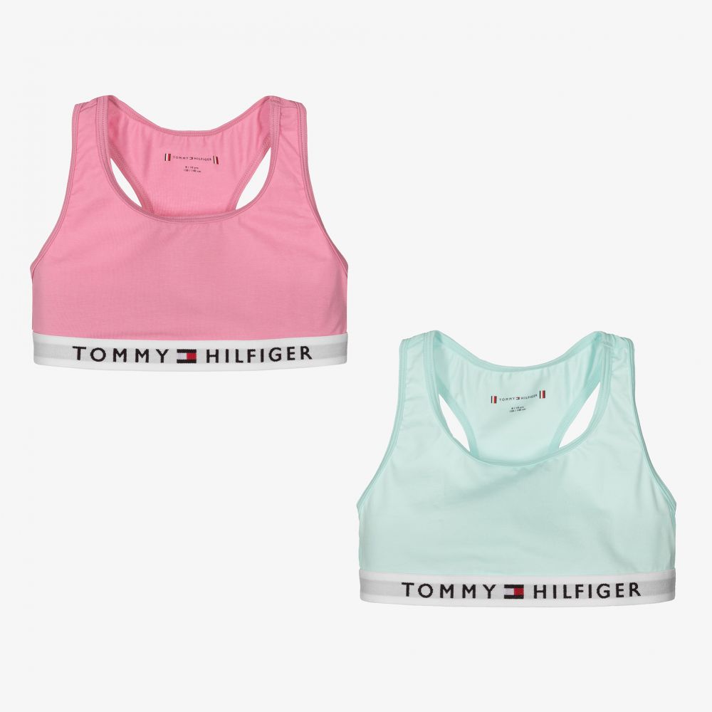 Tommy Hilfiger - توب قصير قطن جيرسي لون زهري وأزرق للبنات (عدد 2) | Childrensalon
