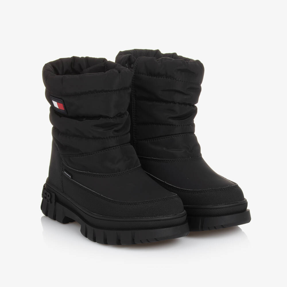 Tommy Hilfiger-Girls Cozy Black Snow Booties | Childrensalon Outlet