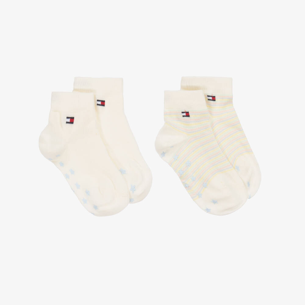 Tommy Hilfiger-Girls' Cozy Ivory Stripe Socks Duo | Childrensalon Outlet