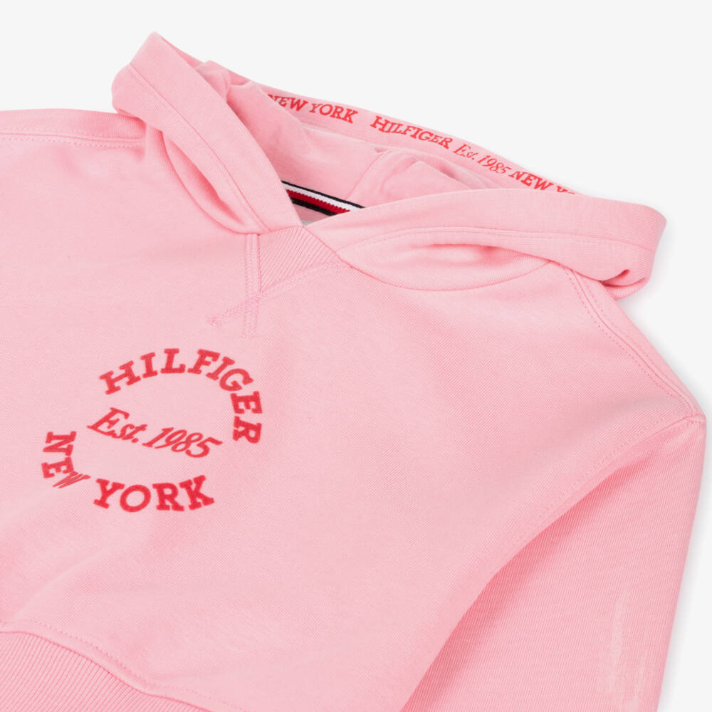 Tommy Hilfiger-Girls Cozy Pink Jersey Hoodie | Childrensalon Outlet