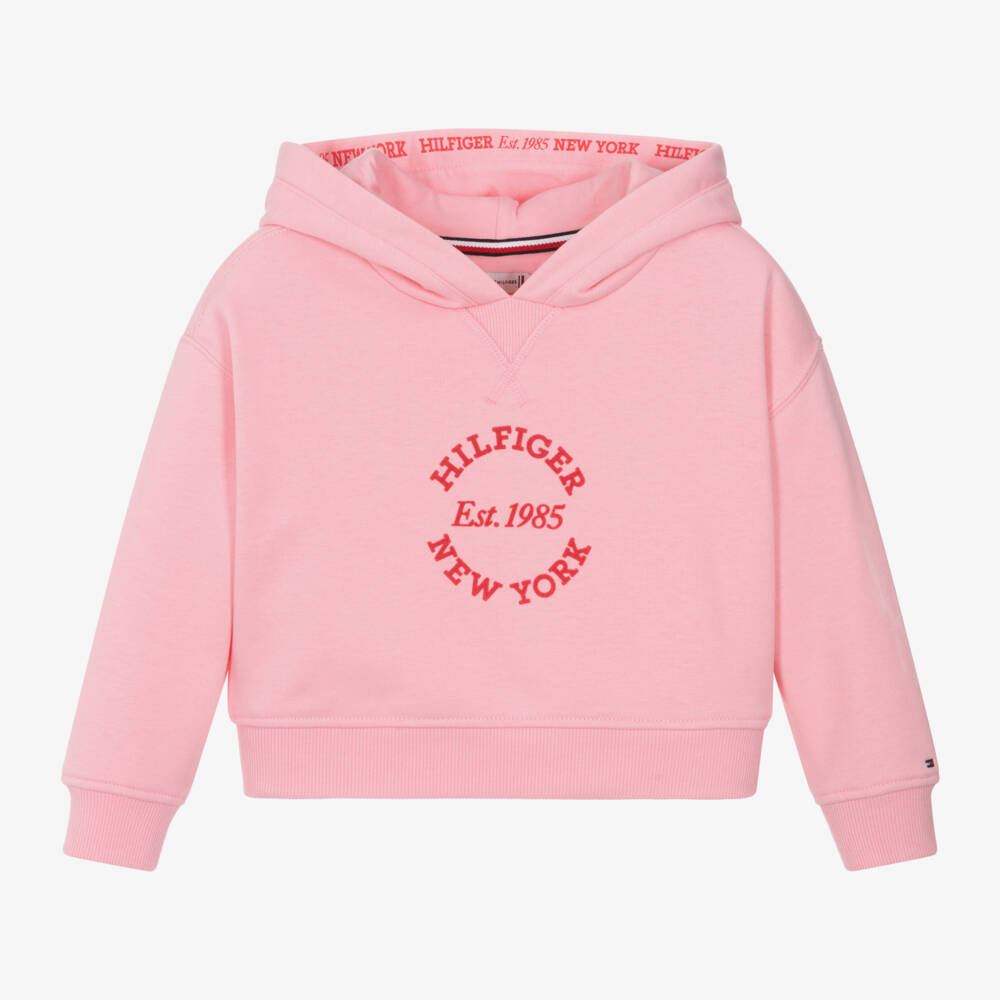 Tommy Hilfiger-Girls Cozy Pink Jersey Hoodie | Childrensalon Outlet