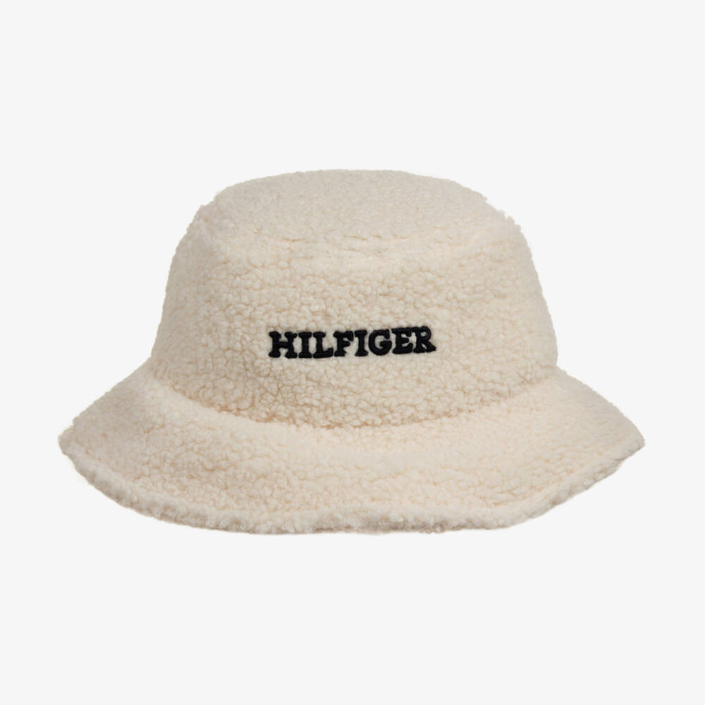 Tommy Hilfiger-Girls Cream Fleece Bucket Hat | Childrensalon Outlet