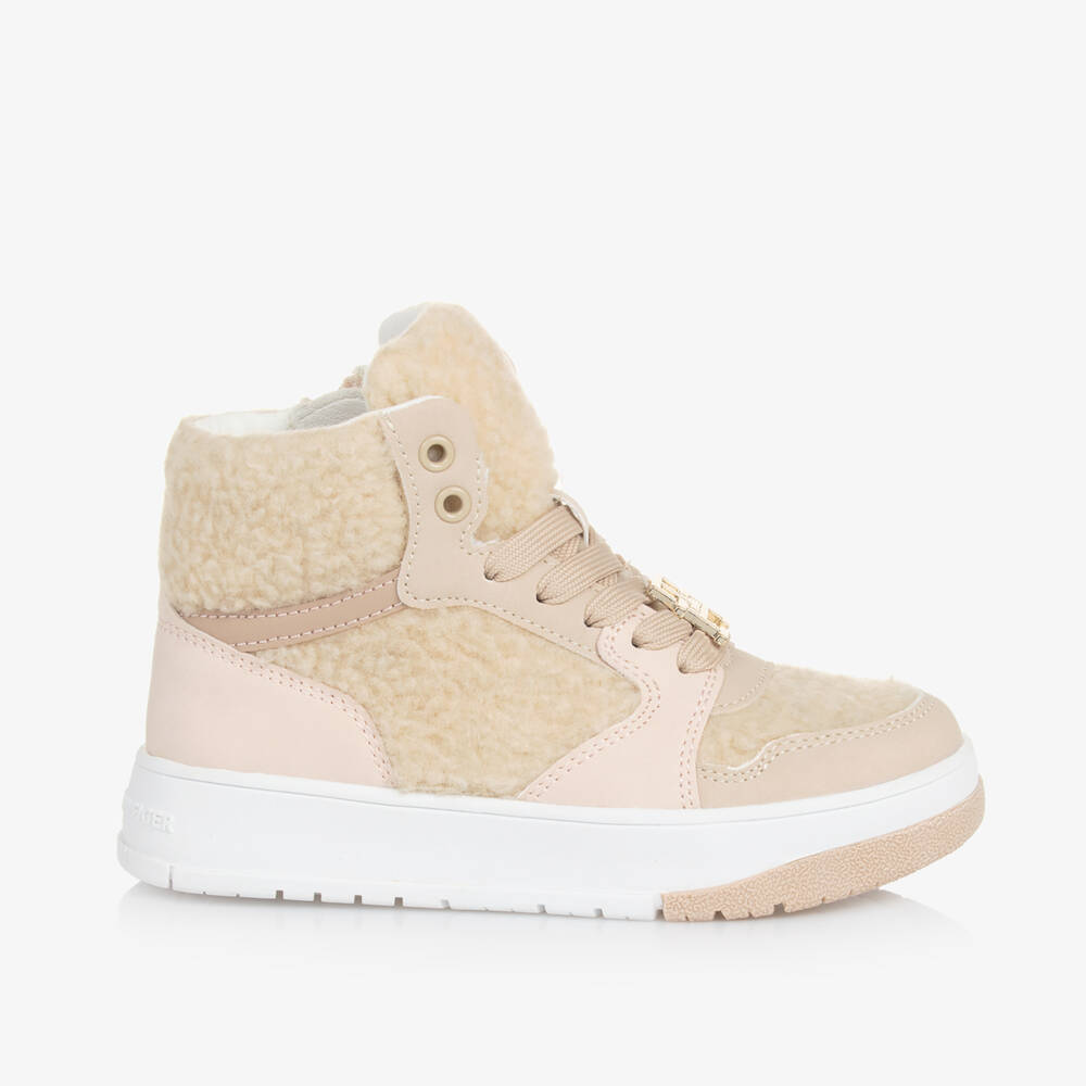Tommy Hilfiger-Girls Cream Sherpa High-Top Sneakers | Childrensalon Outlet