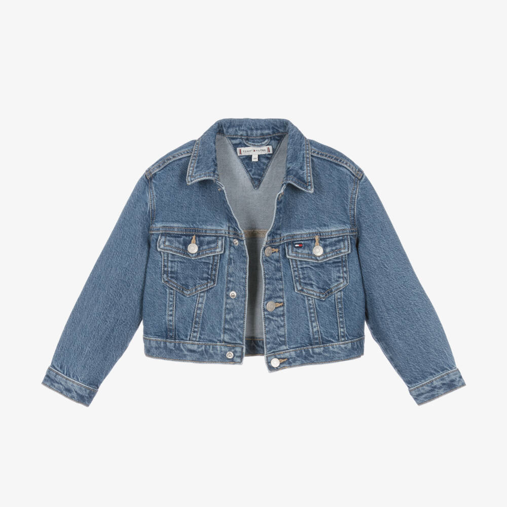Tommy Hilfiger-Girls Cropped Blue Denim Jacket | Childrensalon Outlet
