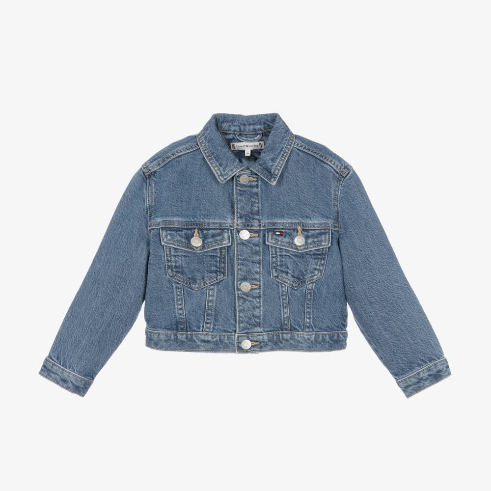 Tommy Hilfiger-Girls Cropped Blue Denim Jacket | Childrensalon Outlet