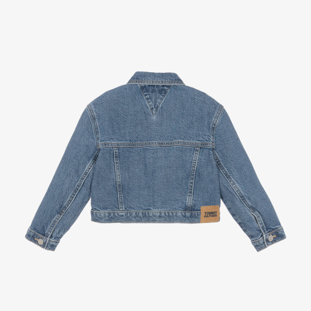 Tommy Hilfiger-جاكيت كروب دنيم لون أزرق للبنات | Childrensalon Outlet