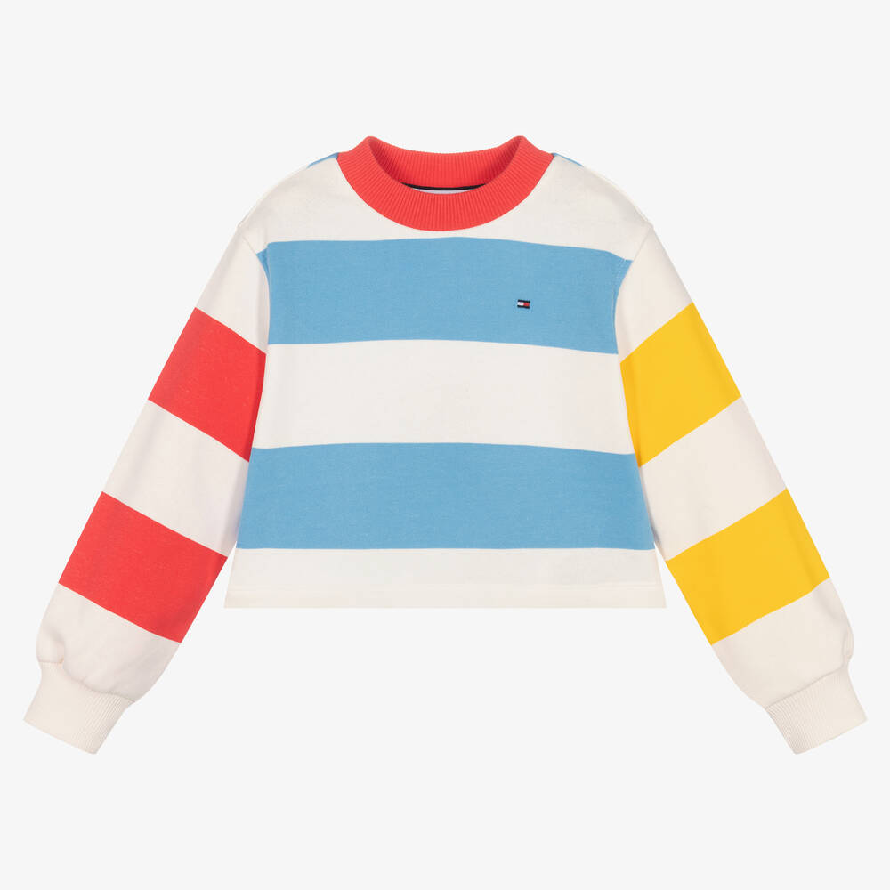 Tommy Hilfiger - Girls Cropped Striped Sweatshirt | Childrensalon